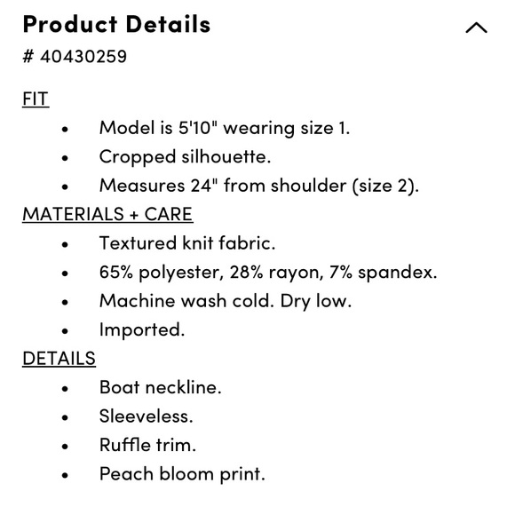 NWT Torrid cropped sleeveless top, peach gauze w/ruffle, sz 1X. - Picture 13 of 13